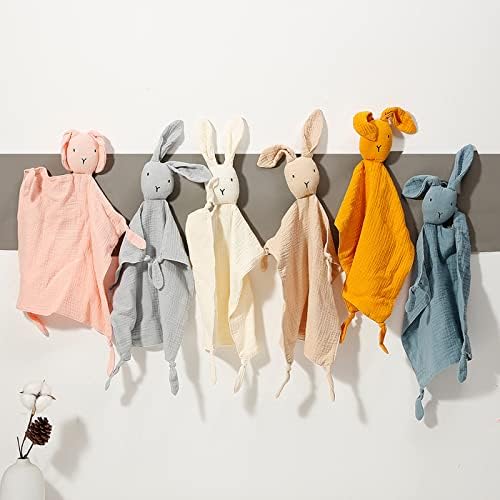 ZIGJOY Bunny Lovey Muslin Blanket for Babies Khaki
