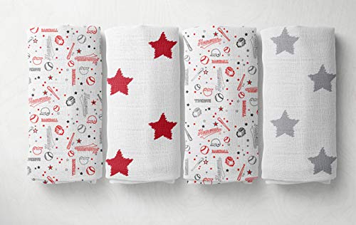 Bacati 4 Pack Swaddle Blankets for Boys
