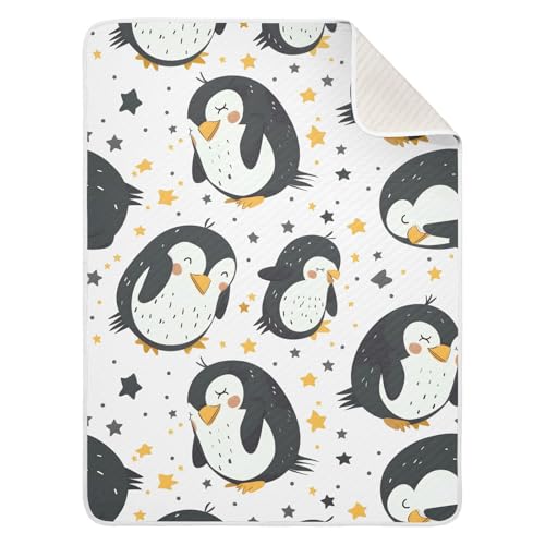 ALAZA Sleeping Penguin Star Swaddle Blanket