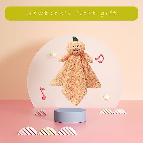 Doindute Baby Orange Pumpkin Security Blanket Plush Lovey for Newborns