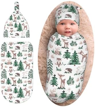 Sozzjile Deer Swaddle Blanket with Beanie Set