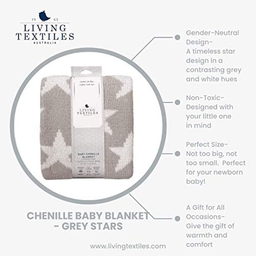 Living Textiles Grey Stars Chenille Baby Blanket Reversible