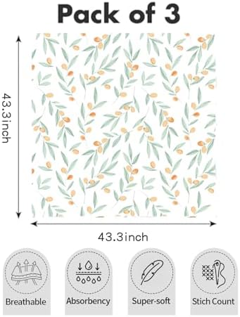 CoolaPeach 3 Pack Muslin Swaddle Blankets for Baby Boys and Girls