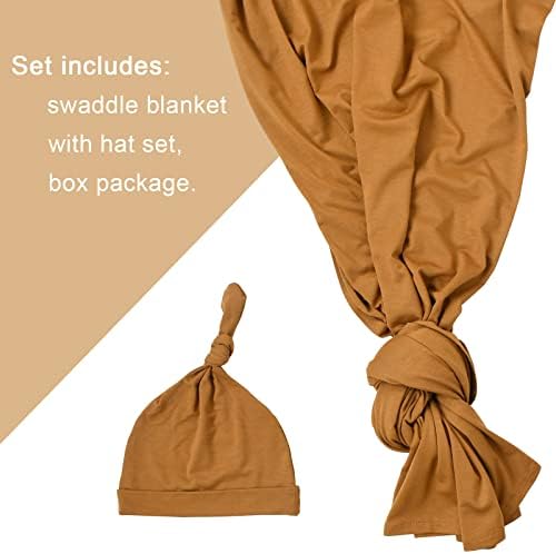 Aijoviko Newborn Swaddle Blanket with Hat Set 1