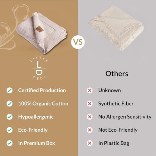 100 Organic Cotton Baby Blanket - Soft Neutral 30x40