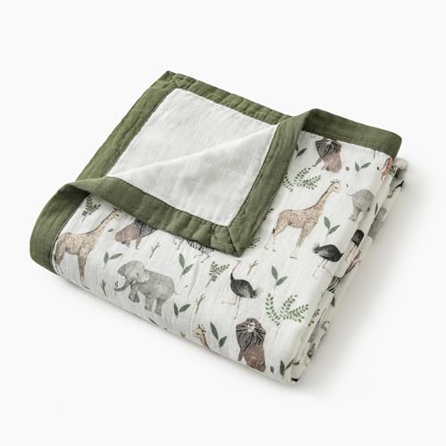 Little Jump Muslin Blanket - 47 x 47 Jungle Print Twin Blanket