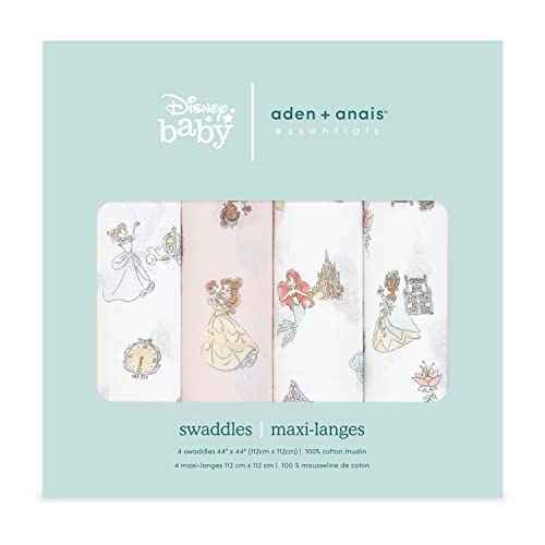 aden anais Disney Princess Muslin Swaddle Blankets 4 Pack