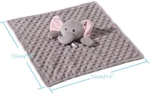 CREVENT Cozy Plush Baby Security Blanket Grey Elephant