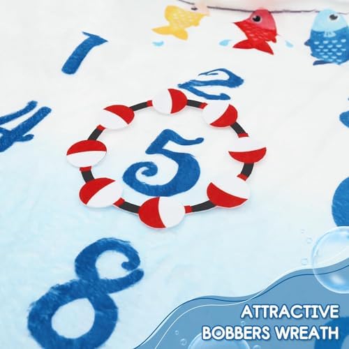 Gone Fishing Baby Monthly Milestone Blanket with Felt Bobber Wreath
