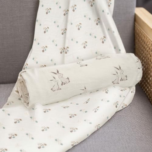 Crane Baby Organic Cotton Bunny Swaddle Wrap 47x47