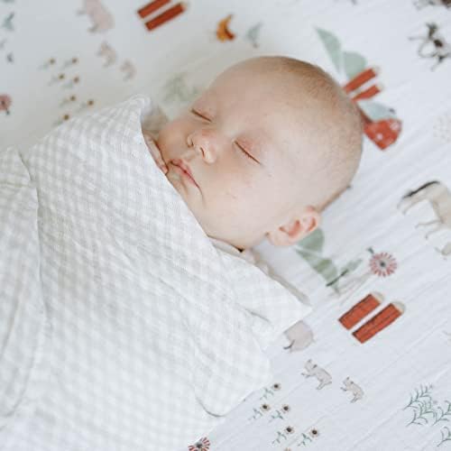 Little Unicorn Cotton Swaddle Blanket Tan Gingham