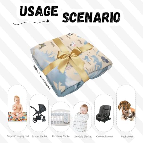 Salelf Animals Travel World Map Swaddling Blanket 3PCS Set