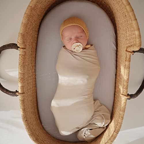 Mushie Stretchy Swaddle Blanket - 47x47 Fog