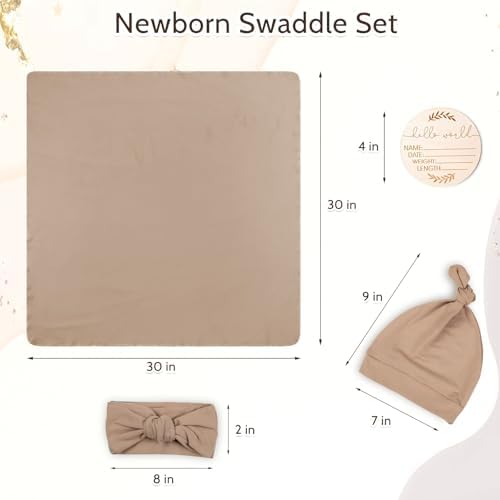 TANOFAR 4-Pack Newborn Swaddle Blanket Set Brown