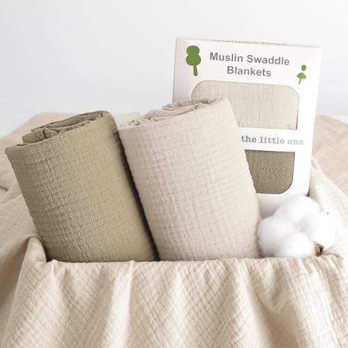 Susurration 100 Cotton Muslin Swaddle Blanket 40x40in Olive Green