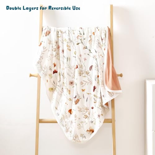 GRSSDER Baby Swaddle Blanket 2 Pack - Pink Rose Blush Flora