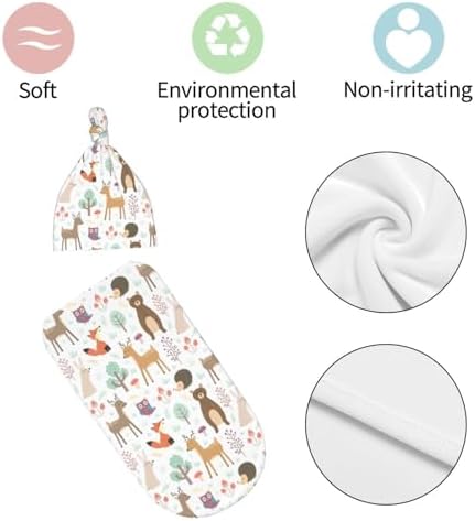 Sozzjile Deer Swaddle Blanket with Beanie Set for Newborn