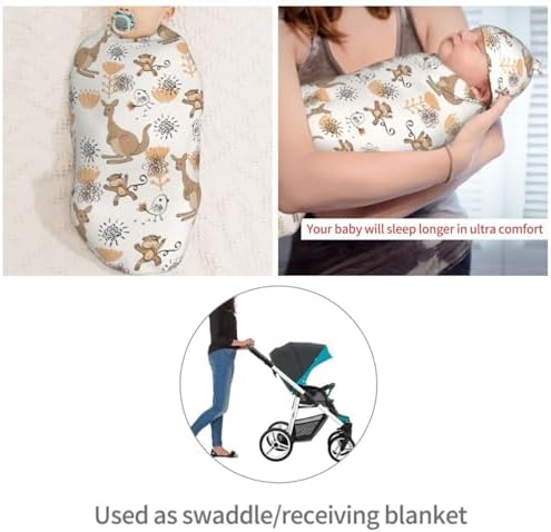 Muishi Funny Kangaroo Monkey Swaddle Blanket Hat Set