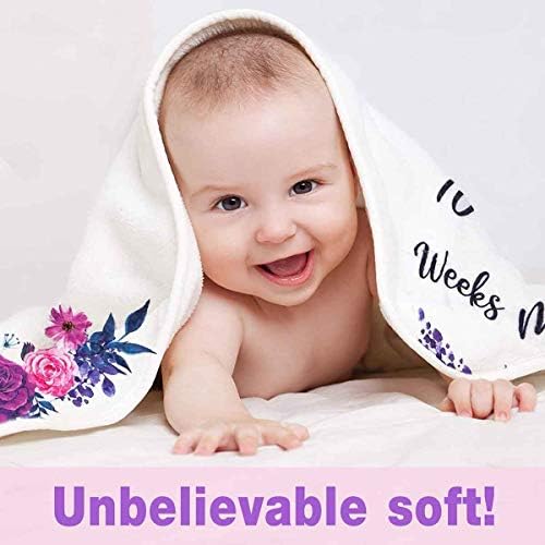 PHMOJEN Baby Monthly Milestone Blanket with 4 Frames and Headband