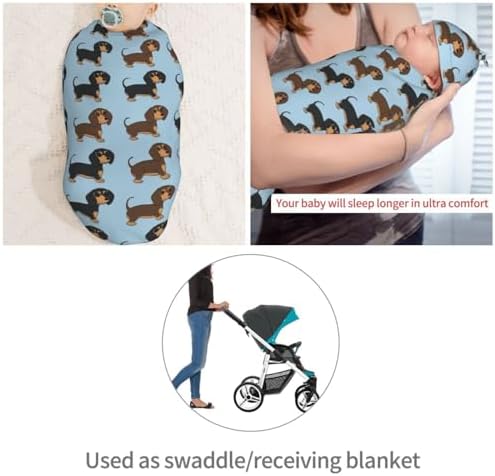 KiuLoam Dachshund Swaddle Blanket with Hat Set