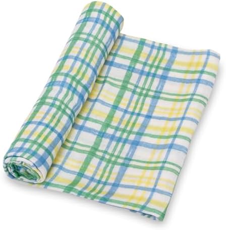 LollyBanks Swaddle Blanket 100 Cotton 47x47 Inches Plaid Print