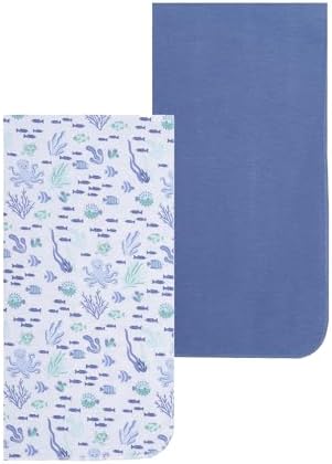 Everyday Kids 4 Pack Baby Blue Flannel Blankets with Ocean Animals