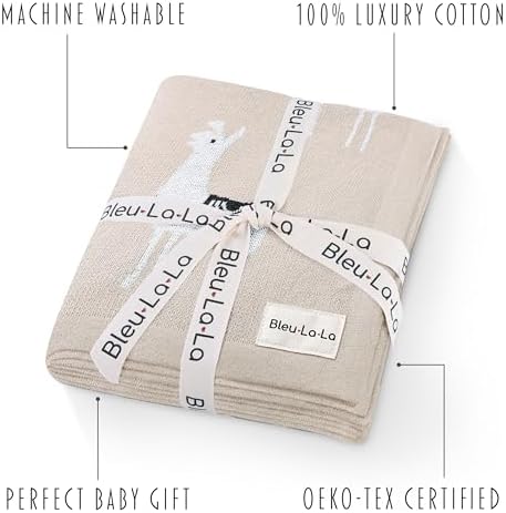 Bleu La La Cozy Llama Pattern Swaddling Blanket