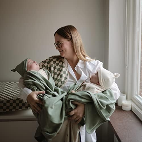Mushie Stretchy Baby Swaddle Blanket - Dried Thyme