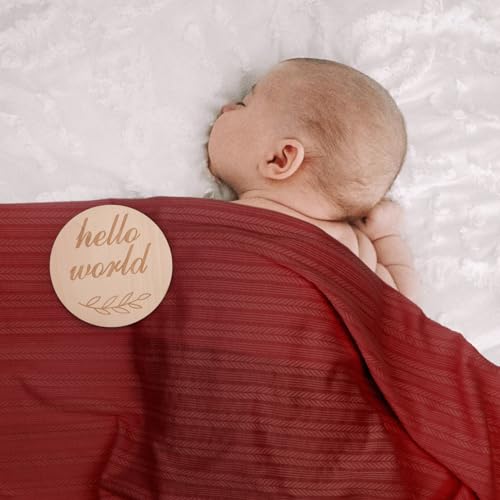 AQOKKA Newborn Swaddle Blanket with Bow Hat and Wooden Card