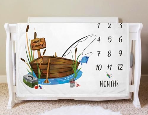 Yuzioey Fishing Baby Milestone Growth Chart Blanket
