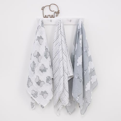 NoJo Disney Dumbo 3 Piece Muslin Swaddle Blanket Set