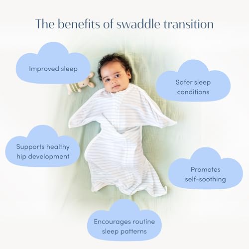SleepingBaby Zipadee-Zip Transition Swaddle - BlueCream Medium 6-12 Months