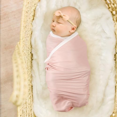 GRSSDER Baby Swaddle Blanket 2 Pack - Pink Rose Blush Flora