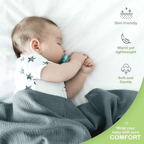 Infancie Organic Cotton Muslin Baby Blanket - 47x47 Inch