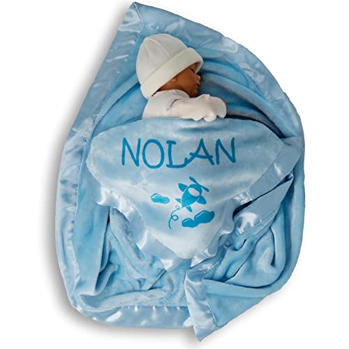 Custom Catch Personalized Baby Blanket - 36 Inch Plush with Satin Trim