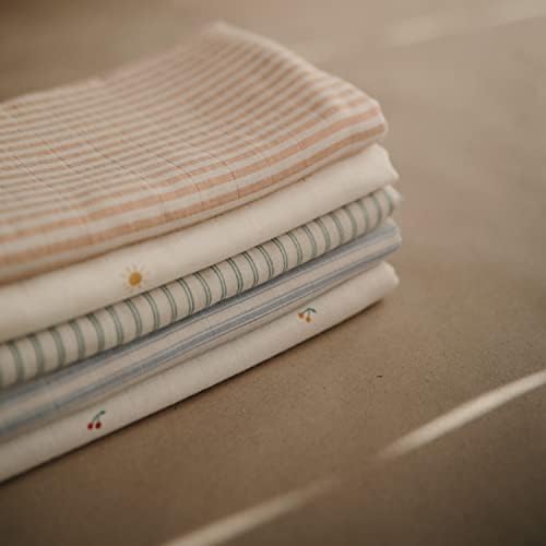 Mushie Muslin Baby Swaddle Blanket - Natural Stripe 100 Organic Cotton