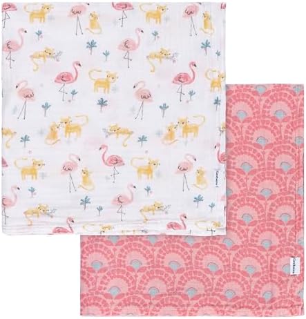Gerber Baby 2-Pack Muslin Blanket Animal Geo Girl One Size