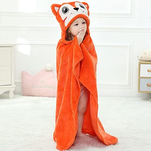 MICHLEY Baby Hooded Swaddling Blanket with Fox Design