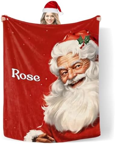 Custom Blanket with Name Text Personalized Santa Claus Swaddling Blanket 30x40inch