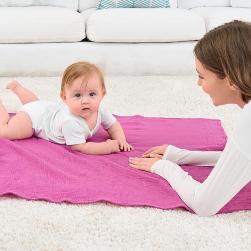 CottCare Baby Muslin Swaddle Blanket 4-Pack Rose Pink