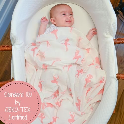 LollyBanks Ballet Print Swaddling Blanket 47x47 Inches
