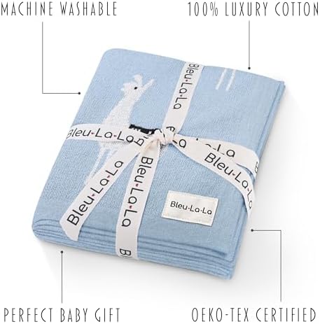 Baby Receiving Swaddle Blanket - 100 Fine Loomed Cotton Llama Pattern