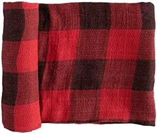 Little Unicorn Premium Cotton Swaddle Baby Blanket - Red Plaid