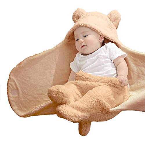 XMWEALTHY Plush Swaddle Blanket Brown for Newborn Babies
