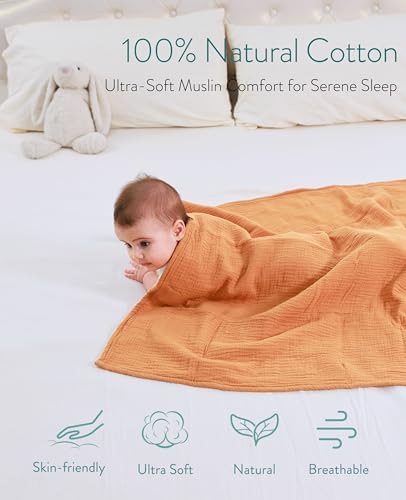 Mom Beebi Muslin Baby Blanket 37x37 Camel