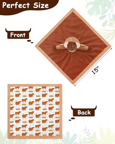 Highland Cow Baby Lovey Security Blanket - Newborn Gift