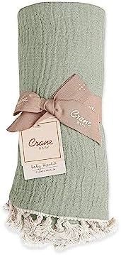 Crane Baby 6-Layer Green Muslin Blanket 30 x 40