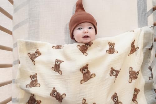 Little Jump 2-Pack Muslin Swaddle Blankets - Boho Teddy Bear Design