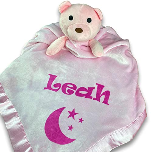 Custom Catch Personalized Teddy Bear Baby Blanket - Pink