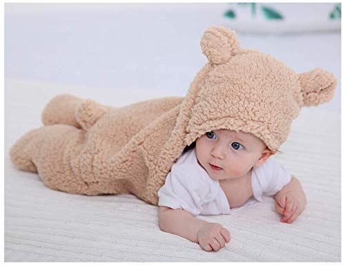 XMWEALTHY Plush Swaddle Blanket Brown for Newborn Babies